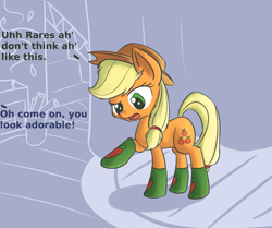 Size: 1768x1481 | Tagged: safe, artist:handsockz, derpibooru import, twibooru import, applejack, earth pony, pony, clothes, deleted from derpibooru, socks