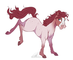 Size: 882x721 | Tagged: safe, artist:dvixie, derpibooru import, twibooru import, pinkie pie, horse, alternate color palette, alternate design, bucking, coat markings, deleted from derpibooru, female, hoers, horses doing horse things, mare, natural fur color, natural hair color, realistic, realistic anatomy, realistic horse legs, simple background, solo, species swap, transparent background