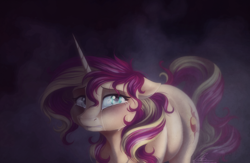 Size: 1280x832 | Tagged: safe, artist:dvixie, derpibooru import, twibooru import, princess celestia, sunset shimmer, pony, unicorn, equestria girls, crying, deleted from derpibooru, eye reflection, female, mare, reflection, sad, solo, sunsad shimmer