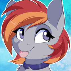 Size: 894x894 | Tagged: safe, artist:dvixie, derpibooru import, twibooru import, oc, oc only, oc:arian blaze, pegasus, pony, bust, collar, cute, deleted from derpibooru, female, mare, smiling, solo, tongue out