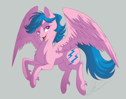 Size: 1280x996 | Tagged: dead source, source needed, safe, artist:dvixie, derpibooru import, twibooru import, firefly, pegasus, pony, g1, deleted from derpibooru, flying, gray background, simple background, solo