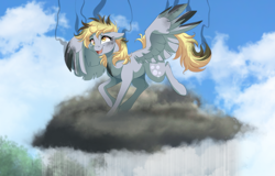 Size: 900x577 | Tagged: safe, artist:dvixie, derpibooru import, twibooru import, derpy hooves, pegasus, pony, the last roundup, cloud, cloudy, cropped, cute, deleted from derpibooru, derpabetes, female, i just don't know what went wrong, mare, scene interpretation, singed