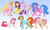 Size: 2000x1185 | Tagged: safe, artist:dvixie, derpibooru import, twibooru import, bon bon (g1), bright eyes, clover (g1), melody, patch (g1), starlight (g1), sweetheart, g1, my little pony tales, deleted from derpibooru, g1 to g4, generation leap