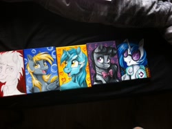 Size: 1280x956 | Tagged: safe, artist:dvixie, derpibooru import, twibooru import, derpy hooves, doctor whooves, lyra heartstrings, octavia melody, vinyl scratch, earth pony, pony, deleted from derpibooru, male, stallion, traditional art, wip