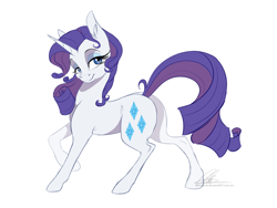 Size: 1154x866 | Tagged: safe, artist:dvixie, derpibooru import, twibooru import, rarity, pony, unicorn, bedroom eyes, butt, cute, deleted from derpibooru, female, looking at you, mare, plot, raised hoof, raribetes, simple background, smiling, solo, white background