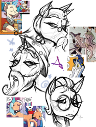 Size: 864x1152 | Tagged: safe, artist:dsstoner, idw, kibitz, star swirl the bearded, crystal pony, pony, unicorn, lexicon, male, screencap reference, sketch, sketch dump, stallion