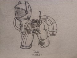 Size: 4608x3456 | Tagged: safe, artist:donnik, derpibooru import, pony, astroneer, bag, helmet, saddle bag, solo, spacesuit