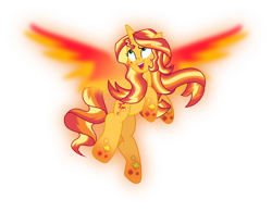 Size: 8060x6289 | Tagged: safe, artist:lincolnbrewsterfan, derpibooru exclusive, derpibooru import, sunset shimmer, phoenix, pony, unicorn, my past is not today, .svg available, female, glow, glowing mane, gold, gradient hooves, long mane, mare, orange (color), phoenix wings, phoenixified, rainbow power, rainbow power-ified, red, shine like rainbows, shiny, simple background, sun, svg, transparent background, vector, yellow