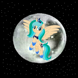 Size: 2128x2128 | Tagged: safe, artist:pumpkinpieforlife, artist:sugarmilk003, derpibooru import, edit, oc, oc:sugarmilk, alicorn, original species, pony, alicorn oc, flying, horn, jewelry, moon, nightmare night, recolor, regalia, stars, wings