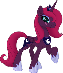 Size: 6000x7008 | Tagged: safe, artist:negatif22, derpibooru import, princess luna, tempest shadow, pony, unicorn, clothes, cosplay, costume, eye scar, fake cutie mark, fake horn, fake wings, female, mare, scar, simple background, smiling, solo, transparent background, vector