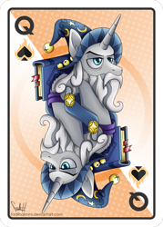 Size: 2143x3000 | Tagged: safe, artist:fadlihalimns, derpibooru import, star swirl the bearded, unicorn, card, hat, poker card, spade, witch hat