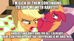 Size: 888x499 | Tagged: safe, derpibooru import, edit, edited screencap, screencap, applejack, big macintosh, earth pony, pony, growing up is hard to do, applecest, applemac, background pony strikes again, female, implied lesbian, implied rarijack, implied rarity, implied shipping, incest, male, op is a cuck, shipping, straight, text