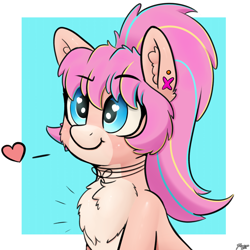 Size: 4000x4000 | Tagged: safe, artist:yelowcrom, derpibooru import, oc, oc only, oc:bijou butterfly, earth pony, pony, chest fluff, cute, female, heart, heart eyes, mare, simple background, wingding eyes