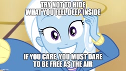 Size: 892x500 | Tagged: safe, derpibooru import, trixie, do it for the ponygram!, equestria girls, equestria girls series, spoiler:eqg series (season 2), earth wind & fire, song reference, text