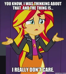 Size: 600x669 | Tagged: safe, derpibooru import, edit, edited screencap, screencap, sunset shimmer, equestria girls, rainbow rocks, caption, image macro, memeful, solo, text