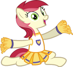 Size: 804x746 | Tagged: safe, artist:sirrainium, derpibooru import, roseluck, earth pony, pony, base used, cheerleader, cheerleader outfit, clothes, female, looking at you, mare, pom pom, simple background, solo, splits, transparent background, vector