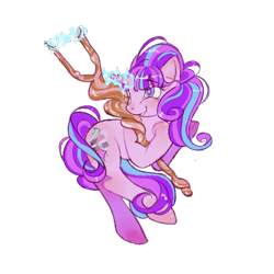 Size: 2048x2048 | Tagged: safe, artist:sweetsuds, derpibooru import, starlight glimmer, pony, unicorn, equal cutie mark, glowing horn, horn, solo, staff, staff of sameness