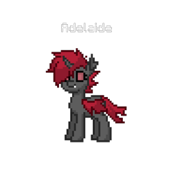 Size: 820x824 | Tagged: safe, artist:apexsoundwave, derpibooru import, oc, oc only, oc:adelaide (changeling), changeling, pony, female, mare, pixel art, pony town, red changeling, simple background, transparent background