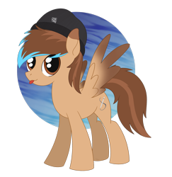 Size: 1758x1809 | Tagged: safe, artist:dyonys, derpibooru import, oc, oc:dbleki, pegasus, :p, beanie, commission, hat, simple background, spread wings, tongue out, transparent background, wings