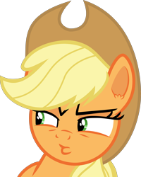 Size: 4793x6000 | Tagged: safe, artist:frownfactory, derpibooru import, applejack, earth pony, pony, ppov, applejack's hat, cowboy hat, faic, female, hat, mare, simple background, solo, suspicious, transparent background, vector