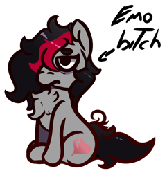 Size: 842x875 | Tagged: safe, artist:lazerblues, derpibooru import, oc, oc only, oc:miss eri, earth pony, pony, bags under eyes, chest fluff, simple background, solo, transparent background, vulgar