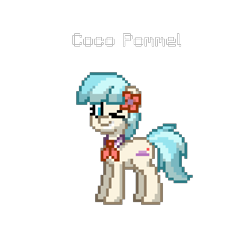 Size: 832x833 | Tagged: safe, artist:apexsoundwave, derpibooru import, coco pommel, earth pony, pony, female, mare, one eye closed, pixel art, pony town, simple background, solo, transparent background, wink