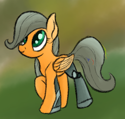 Size: 497x471 | Tagged: safe, artist:ahorseofcourse, ponerpics import, oc, oc only, oc:autumn wren, pegasus, robot, cute, discord bot, female, filly, solo focus