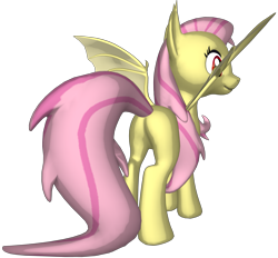 Size: 1525x1415 | Tagged: safe, artist:fenix00, derpibooru import, fluttershy, bat pony, 3d, bat ponified, butt, flutterbat, plot, race swap, simple background, solo, transparent background