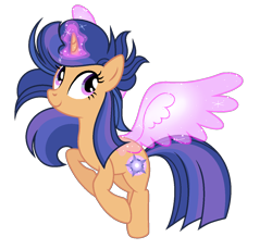 Size: 1300x1189 | Tagged: safe, artist:galaxyswirlsyt, derpibooru import, oc, oc only, oc:galaxy swirls, pony, unicorn, artificial wings, augmented, female, magic, magic wings, mare, offspring, parent:flash sentry, parent:twilight sparkle, parents:flashlight, simple background, solo, transparent background, wings