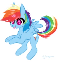 Size: 912x978 | Tagged: safe, artist:hydrargyrum, derpibooru import, rainbow dash, pegasus, pony, :p, simple background, solo, starry eyes, tongue out, white background, wingding eyes