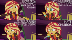 Size: 2000x1125 | Tagged: safe, derpibooru import, edit, edited screencap, editor:quoterific, screencap, sunset shimmer, human, equestria girls, equestria girls series, sunset's backstage pass!, spoiler:eqg series (season 2), angry, clothes, female, open mouth, solo