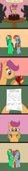 Size: 800x4800 | Tagged: safe, artist:platinumdrop, derpibooru import, rainbow dash, scootaloo, oc, pegasus, pony, cake, comic, crying, eyes closed, female, filly, food, hug, pegasus oc, request, scootadoption, tears of joy, wings