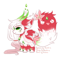 Size: 1148x1066 | Tagged: safe, artist:minelvi, derpibooru import, oc, oc only, original species, :p, augmented tail, base used, chest fluff, ear fluff, ears, flower, flower in hair, fluffy, horns, simple background, smiling, solo, tongue out, transparent background, wings