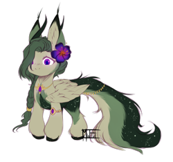 Size: 2504x2348 | Tagged: safe, artist:minelvi, derpibooru import, oc, oc only, pegasus, pony, base used, big ears, braid, ear fluff, ears, female, flower, flower in hair, hair over one eye, jewelry, mare, necklace, pegasus oc, signature, simple background, solo, transparent background, unshorn fetlocks, wings