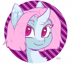 Size: 2176x1916 | Tagged: safe, artist:helemaranth, derpibooru import, oc, oc only, oc:scoops, pony, unicorn, birthday gift art, bust, gift art, solo