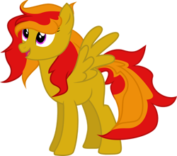 Size: 1024x900 | Tagged: safe, artist:sanybaby, derpibooru import, oc, oc:sunrise flair, pegasus, pony, female, open mouth, simple background, smiling, solo, spread wings, transparent background, vector, wings