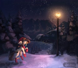 Size: 3588x3159 | Tagged: safe, artist:ignis, derpibooru import, earth pony, pony, lamppost, snow, solo, wings