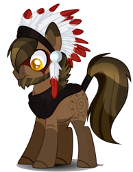 Size: 1280x1650 | Tagged: safe, artist:bebraveforme, derpibooru import, oc, earth pony, pony, headdress, male, simple background, solo, stallion, transparent background