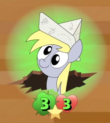 Size: 564x632 | Tagged: safe, artist:greenhoof, derpibooru import, derpy hooves, pegasus, pony, crossover, female, hat, hole, mare, paper hat, plants vs zombies:heroes, solo, spotlight, vector