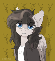 Size: 1860x2060 | Tagged: safe, artist:buy_some_apples, derpibooru import, oc, pegasus, :3, clothes, ear fluff, ears, jacket, pegasus oc, wings