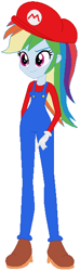 Size: 178x598 | Tagged: safe, artist:selenaede, artist:user15432, derpibooru import, rainbow dash, human, equestria girls, barely eqg related, base used, cap, clothes, cosplay, costume, crossover, gloves, hat, maridash, mario, mario's hat, nintendo, overalls, red hat, shirt, shoes, super mario bros., undershirt