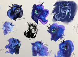 Size: 3338x2454 | Tagged: safe, artist:musical ray, derpibooru import, nightmare moon, princess luna, alicorn, pony, bust, female, filly, woona, younger