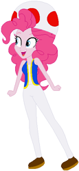 Size: 260x567 | Tagged: safe, artist:selenaede, artist:user15432, derpibooru import, pinkie pie, human, equestria girls, barely eqg related, base used, clothes, cosplay, costume, crossover, hat, mushroom hat, nintendo, shoes, super mario bros., toad (mario bros), toad pie, vest