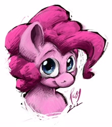 Size: 2254x2545 | Tagged: safe, artist:th3ipodm0n, derpibooru import, pinkie pie, earth pony, pony, bust, female, happy, high res, looking at you, mare, portrait, simple background, smiling, solo, three quarter view, white background