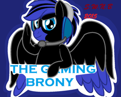 Size: 992x792 | Tagged: safe, artist:juliet-gwolf18, derpibooru import, oc, oc only, pegasus, pony, blue background, bust, headset, pegasus oc, raised hoof, simple background, smiling, solo, two toned wings, underhoof, wings