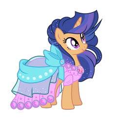 Size: 2353x2369 | Tagged: safe, artist:galaxyswirlsyt, derpibooru import, oc, oc:galaxy swirls, pony, unicorn, clothes, dress, female, mare, offspring, parent:flash sentry, parent:twilight sparkle, parents:flashlight, simple background, solo, transparent background