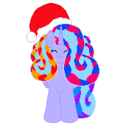 Size: 750x750 | Tagged: safe, artist:mathematiciennejusticiere, derpibooru import, oc, oc:harmony heart, alicorn, christmas, hat, holiday, pixel art, santa hat, solo