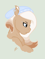 Size: 410x535 | Tagged: safe, artist:cookietasticx3, derpibooru import, oc, oc only, oc:winter star, pegasus, pony, beanie, bust, female, hat, mare, pegasus oc, signature, simple background, solo, wings