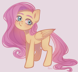 Size: 828x770 | Tagged: safe, artist:fainali, derpibooru import, fluttershy, pegasus, pony, female, folded wings, looking at you, mare, missing cutie mark, simple background, solo, standing, three quarter view, white background, wings