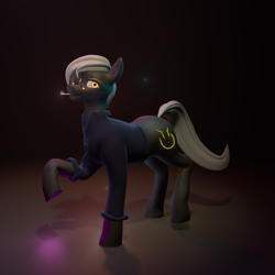 Size: 4000x4000 | Tagged: safe, artist:queen-razlad, derpibooru import, oc, oc only, oc:napersnik, earth pony, pony, 3d, cigarette, clothes, dark, looking at you, night, shirt, solo, standing